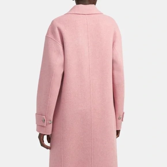 Pink One-Button Double-Face Wool-Cashmere Coat - Picture 3 of 7